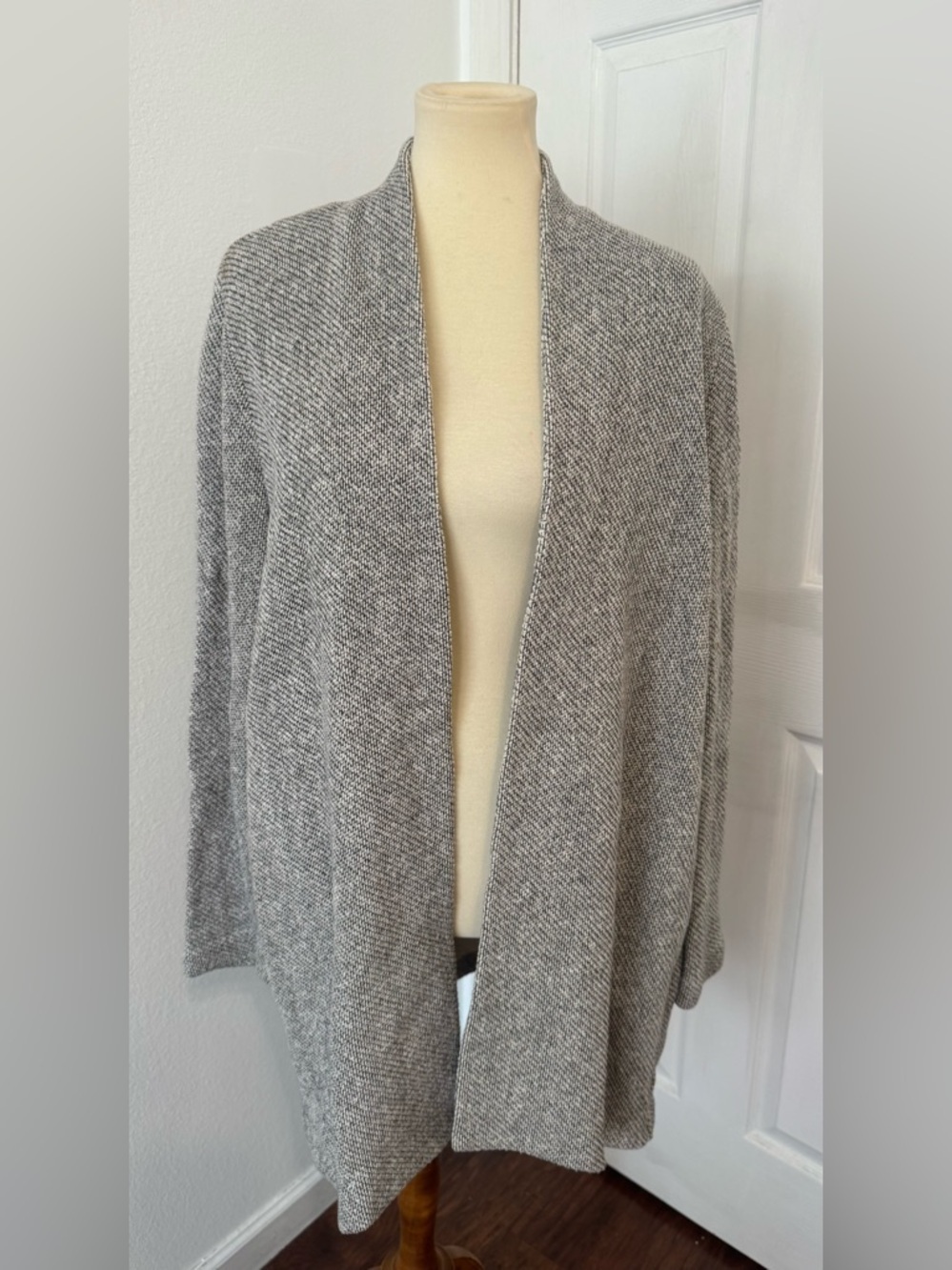 Eileen Fisher Textured Longline Open Front Cardigan Organic Cardigan NO SIZE TAG